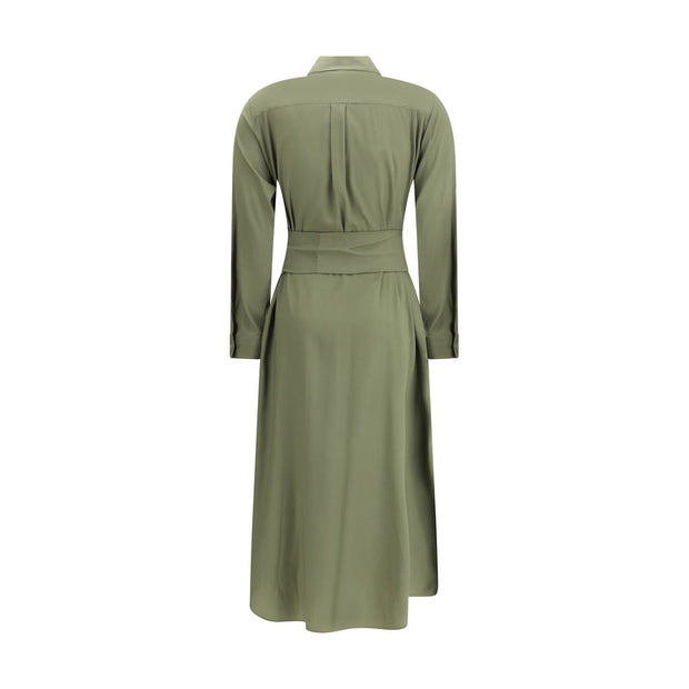 Green Silk Casual Dress