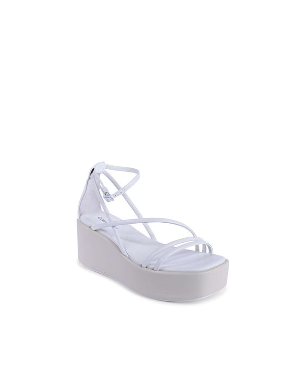White Leather Platform Sandals