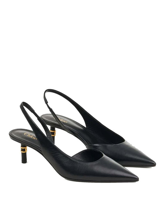 Black Leather High Heel Pumps