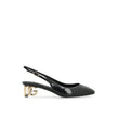 Black Calfskin Mid Heel Pumps