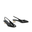Black Calfskin Mid Heel Pumps