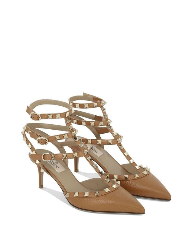 Brown Calfskin Mid Heel Pumps