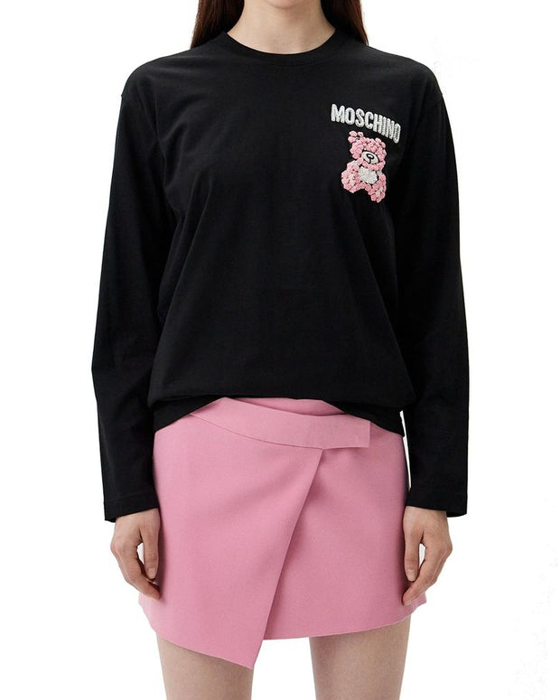 Black Cotton Long Sleeve T-Shirt