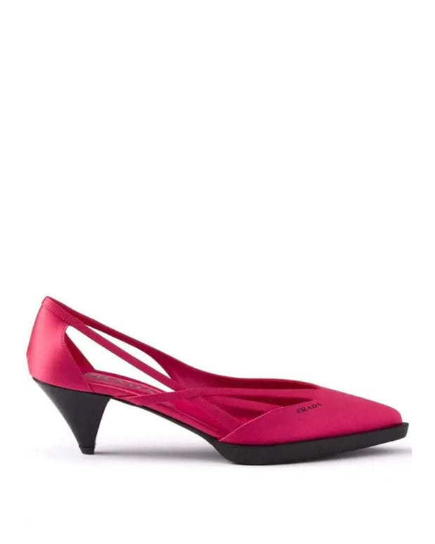 Multicolor Silk Mid Heel Pumps