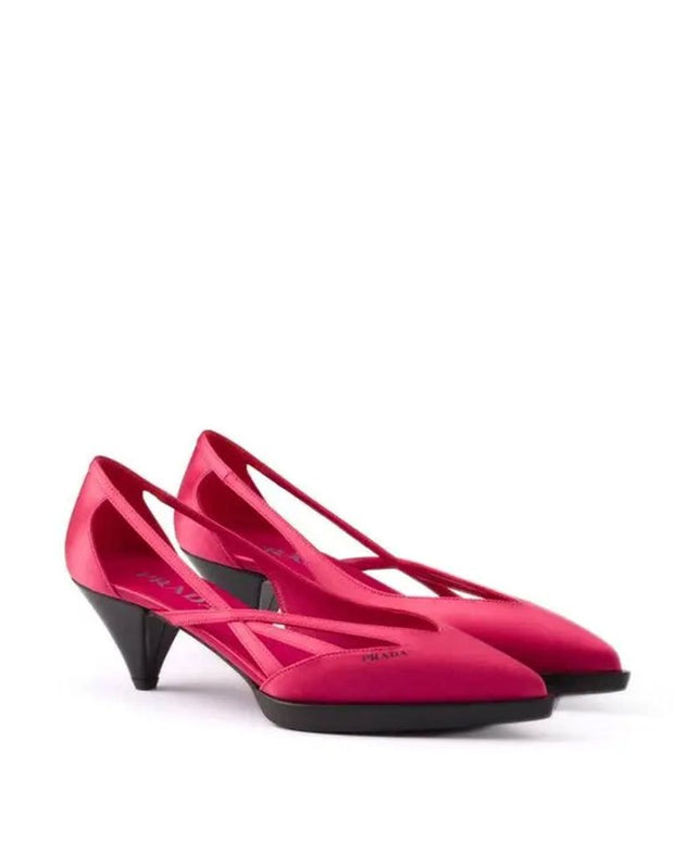 Multicolor Silk Mid Heel Pumps