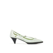 Green Silk Mid Heel Pumps