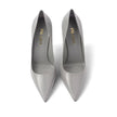 Gray Leather High Heel Pumps
