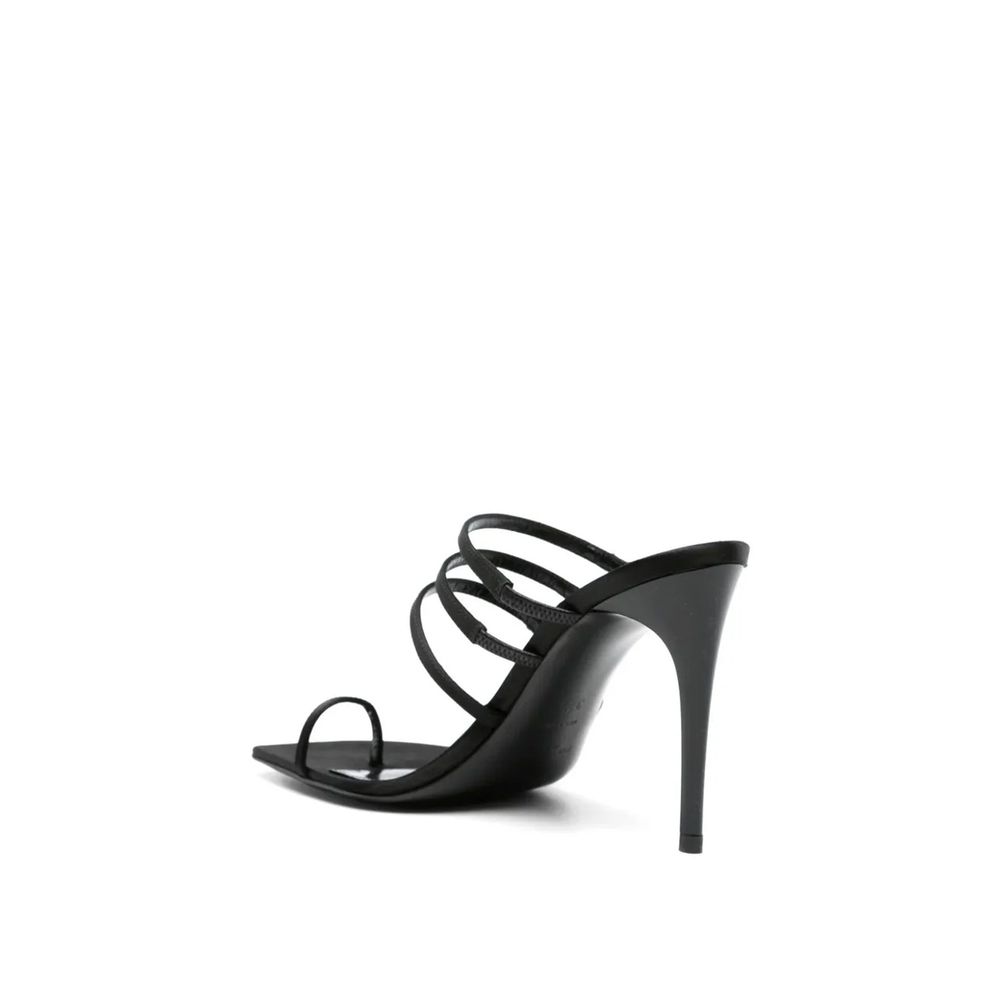 Black Silk Stiletto Heel Sandals