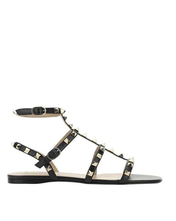 Black Calfskin Strap-On Sandals