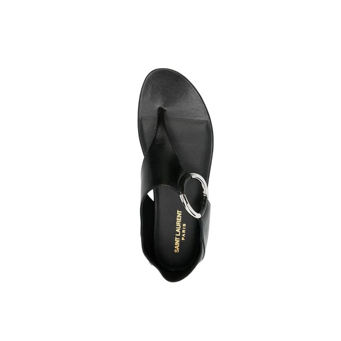 Black Calfskin Strap-On Sandals