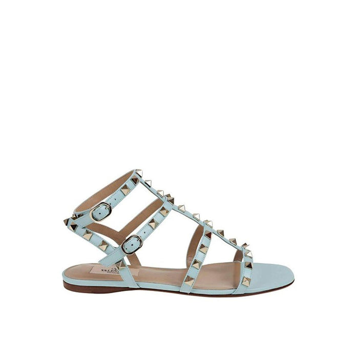 Blue Calfskin Strap-On Sandals