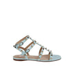 Blue Calfskin Strap-On Sandals