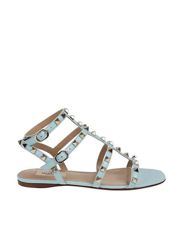 Blue Calfskin Strap-On Sandals