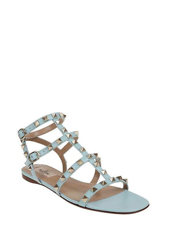 Blue Calfskin Strap-On Sandals