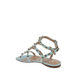 Blue Calfskin Strap-On Sandals