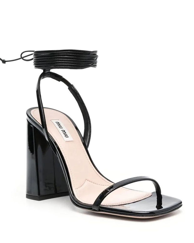 Black Calfskin Strap-On Sandals