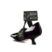 Black Calfskin Mid Heel Pumps