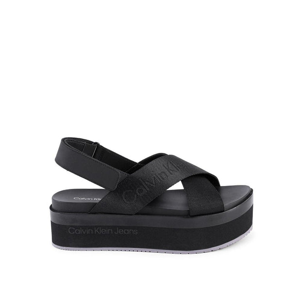 Black Recycled Polyester Platform Sandals