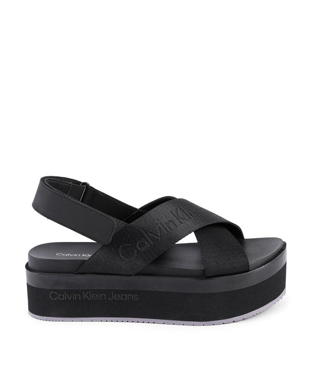 Black Recycled Polyester Platform Sandals