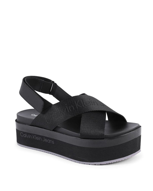 Black Recycled Polyester Platform Sandals