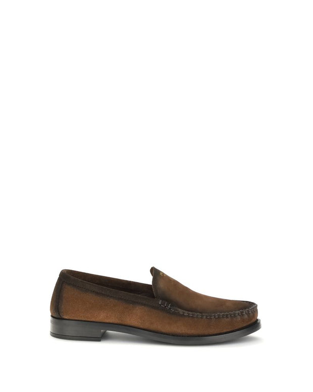 Brown Leather Slip-On Loafers
