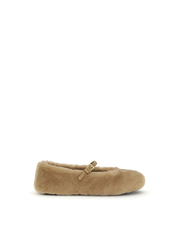 Beige Lamb Ovis Aries Aries Ballet Flats