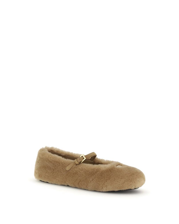 Beige Lamb Ovis Aries Aries Ballet Flats