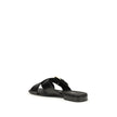 Black Calf Leather Bos Taurus Flat Sandals