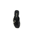 Black Calf Leather Bos Taurus Flat Sandals