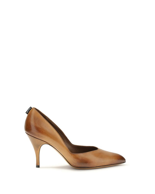 Beige Calf Leather Bos Taurus High Heel Pumps