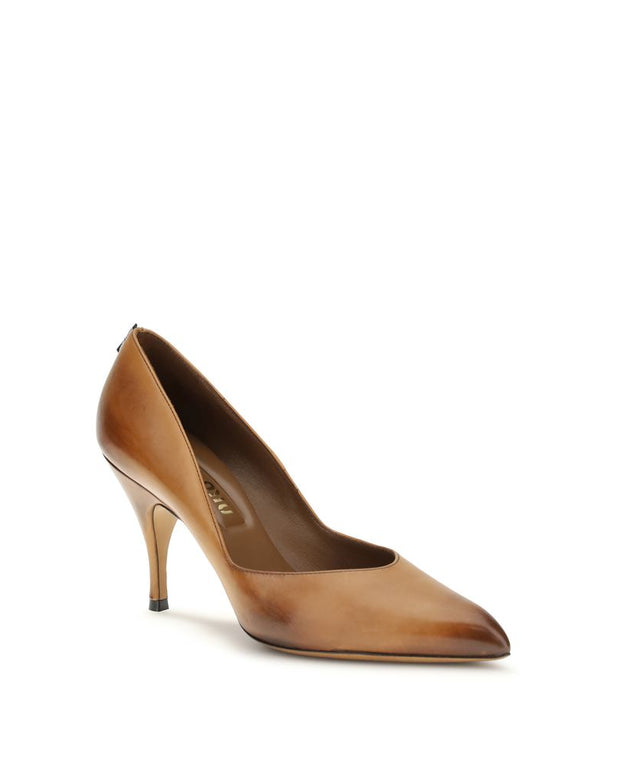 Beige Calf Leather Bos Taurus High Heel Pumps