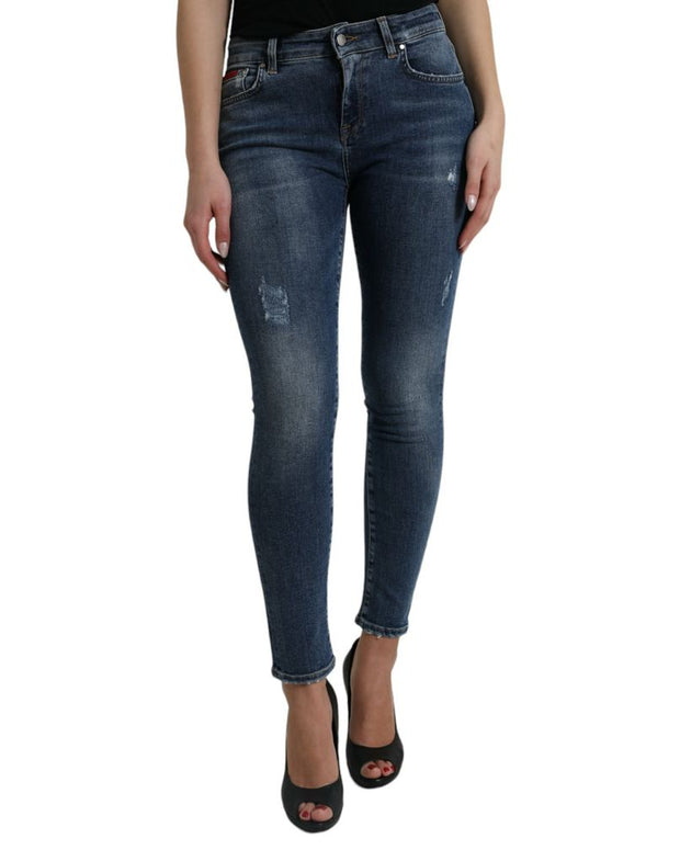 Blue Cotton Skinny Jeans
