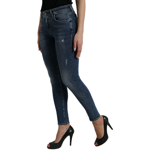 Blue Cotton Skinny Jeans