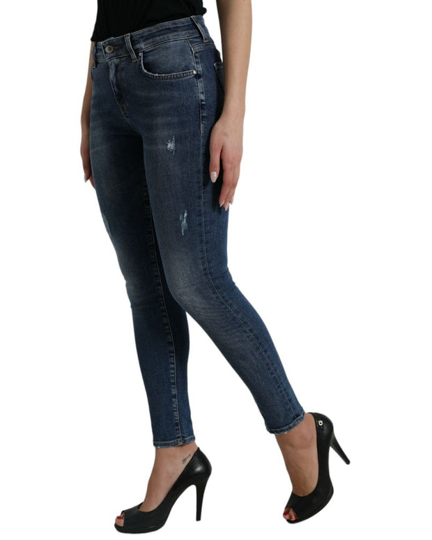 Blue Cotton Skinny Jeans
