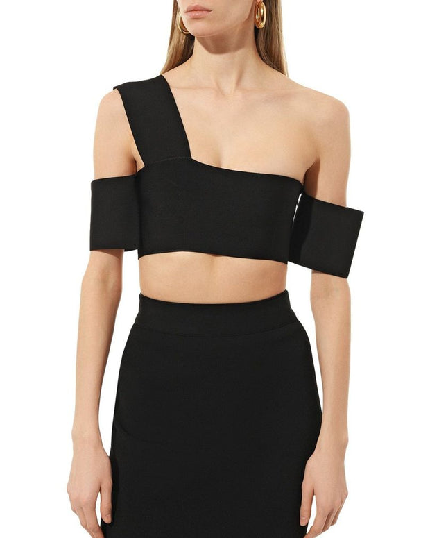 Black Elastane Tank Tops