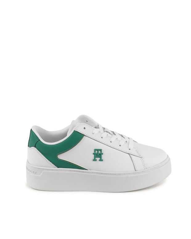 White Leather Low Top Sneakers