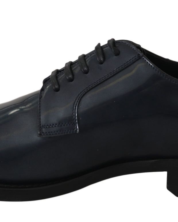 Blue Leather Derby Dress Formal Shoes