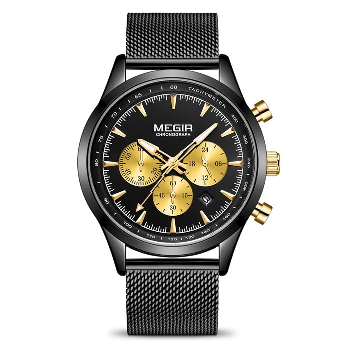 MEGIR Men’s Chronograph Watch – Black & Gold Edition